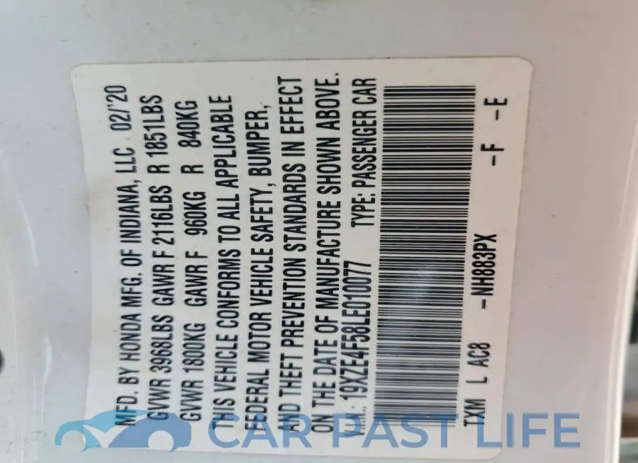 19XZE4F58LE010077# 12