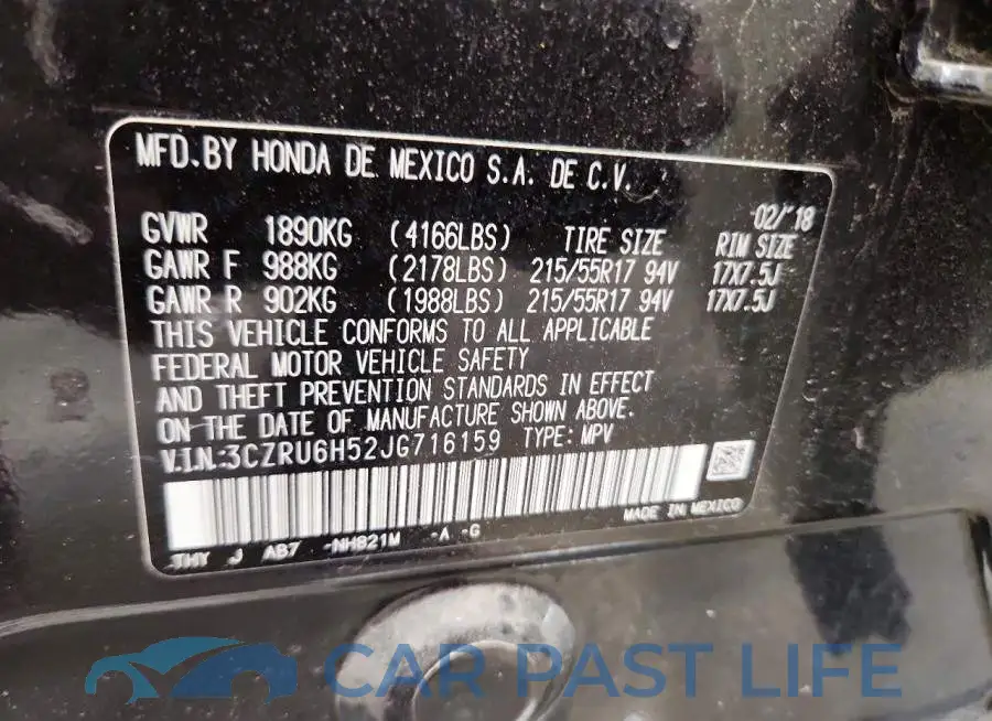 3CZRU6H52JG716159# 14