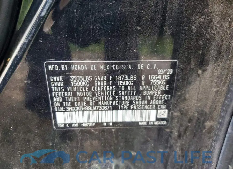 3HGGK5H89LM730671# 12