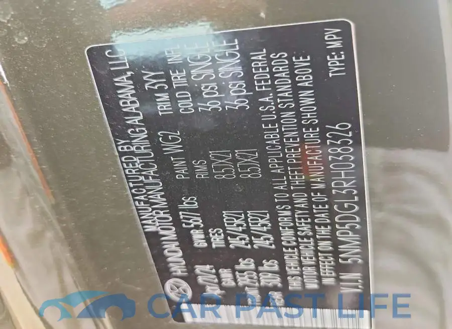5NMP5DGL3RH038326# 13