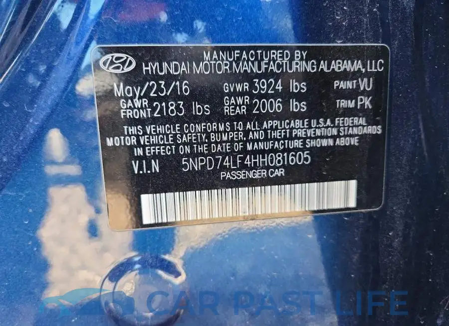 5NPD74LF4HH081605# 12