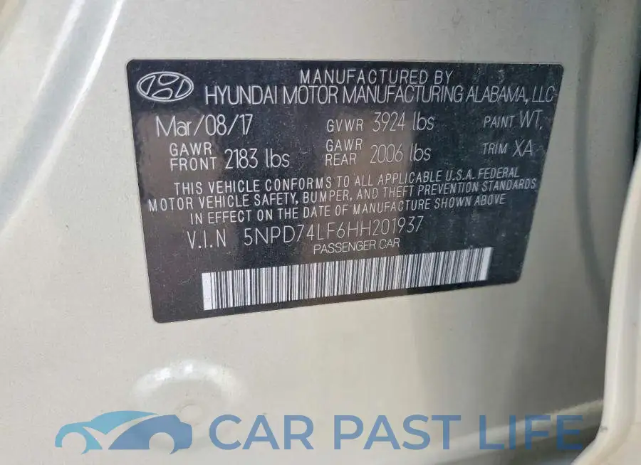 5NPD74LF6HH201937# 12