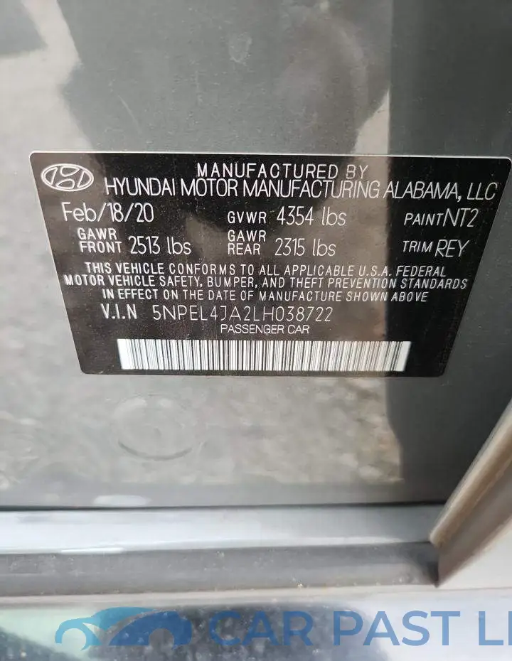 5NPEL4JA2LH038722# 12