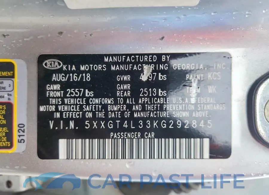 5XXGT4L33KG292845# 12