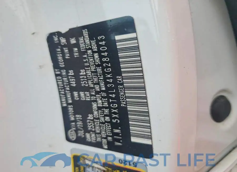 5XXGT4L34KG284043# 12