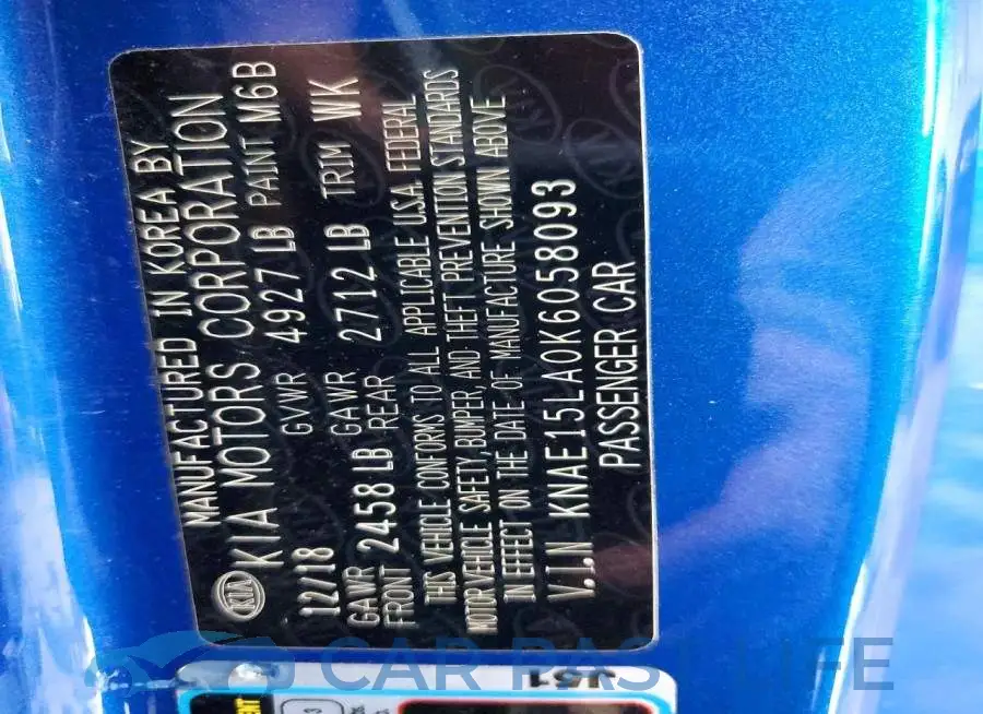 KNAE15LA0K6058093# 12