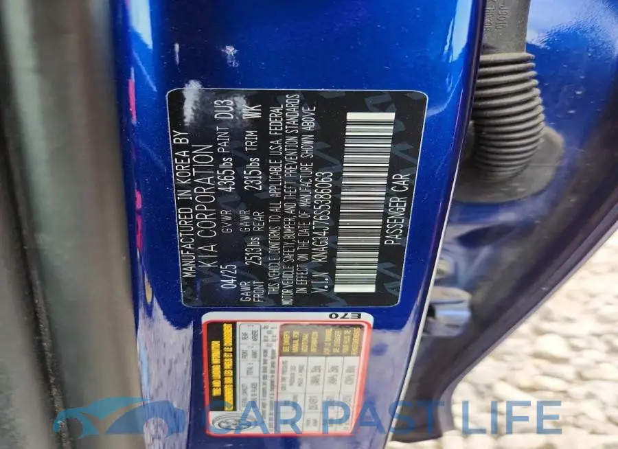 KNAG34J76S5386063# 12