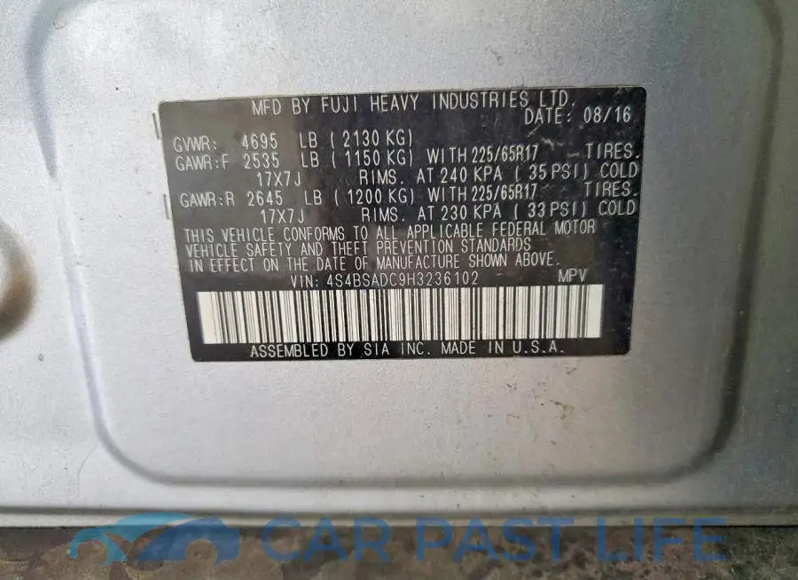 4S4BSADC9H3236102# 13