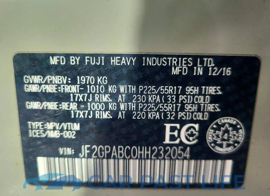JF2GPABC0HH232054# 12