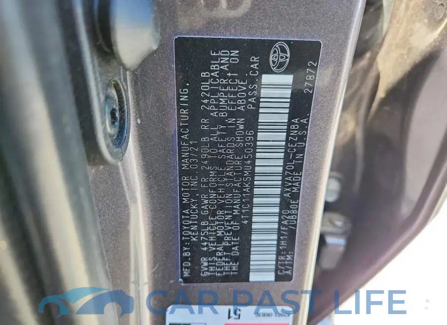 4T1C11AK5MU450396# 12