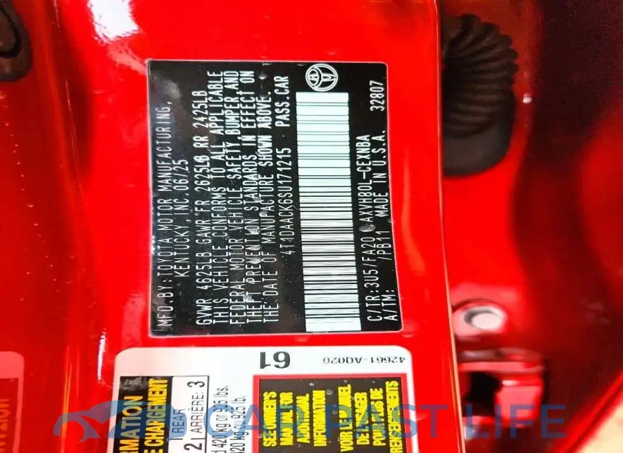 4T1DAACK6SU171215# 12