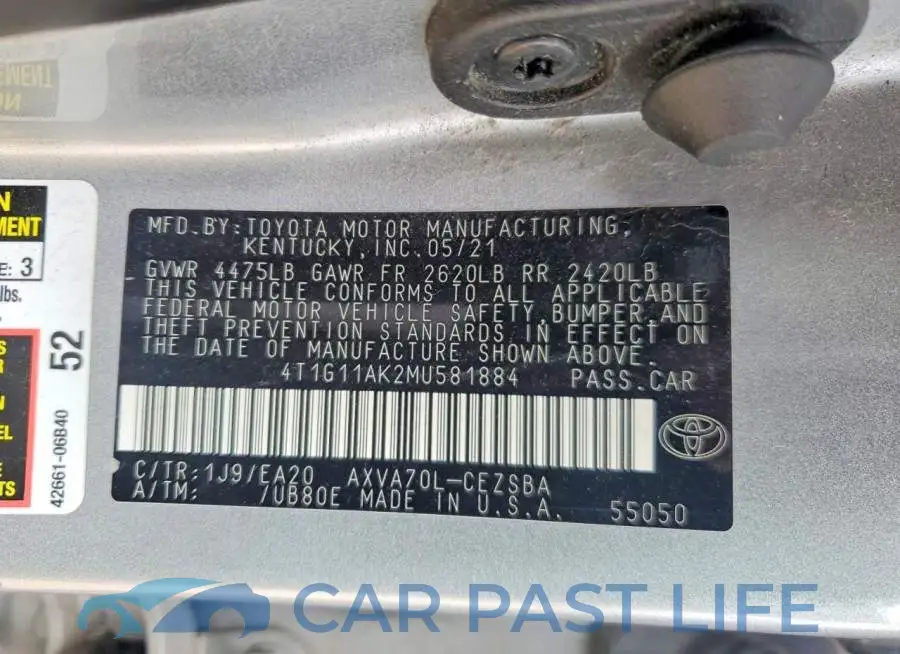 4T1G11AK2MU581884# 12