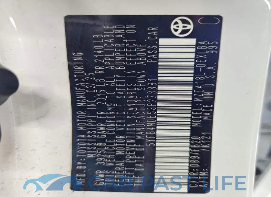 5YFB4MDE5SP278881# 12