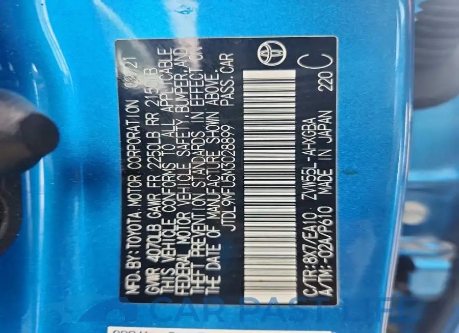 JTDL9MFU5M3028899# 12