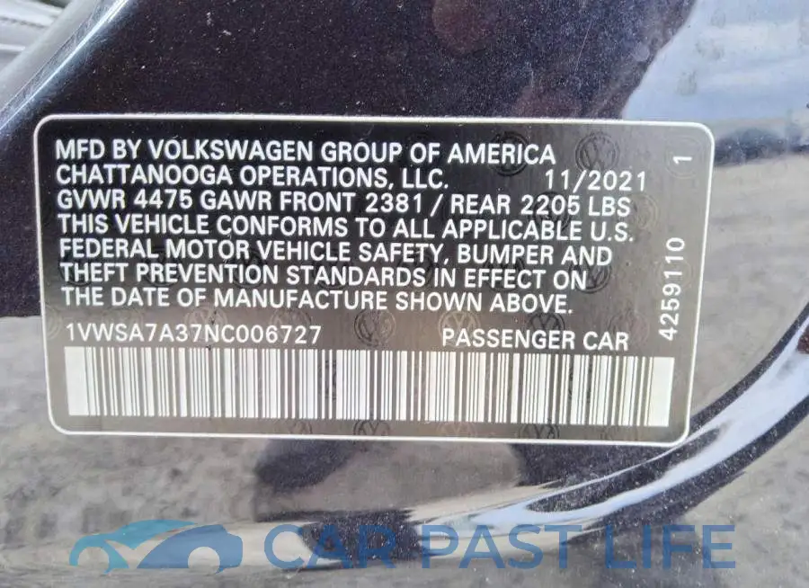 1VWSA7A37NC006727# 12