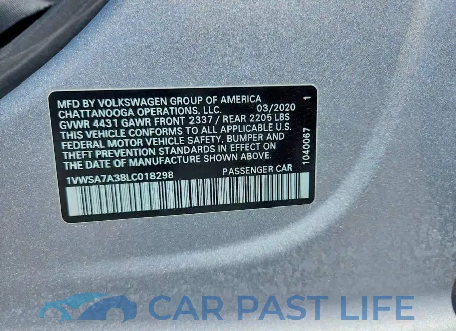 1VWSA7A38LC018298# 12