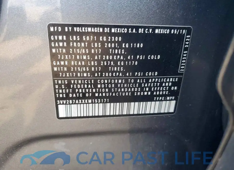 3VV2B7AXXKM153171# 13