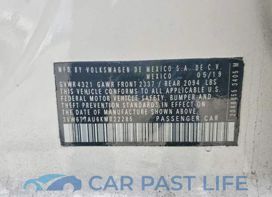 3VW6T7AU6KM022285# 13