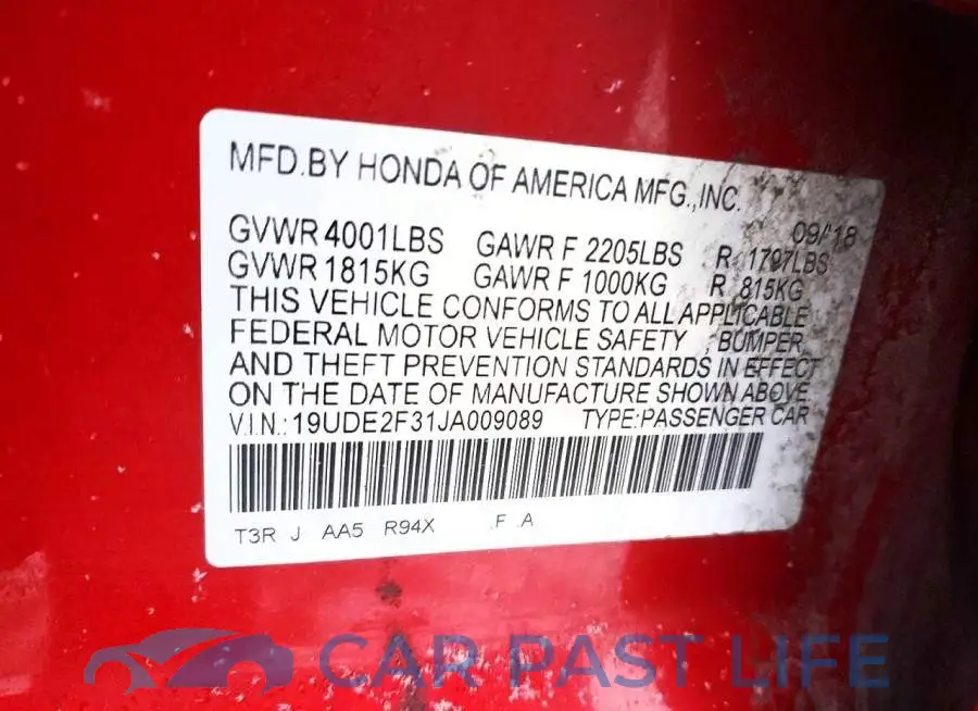 19UDE2F31JA009089# 12
