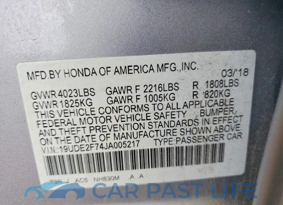 19UDE2F74JA005217# 12