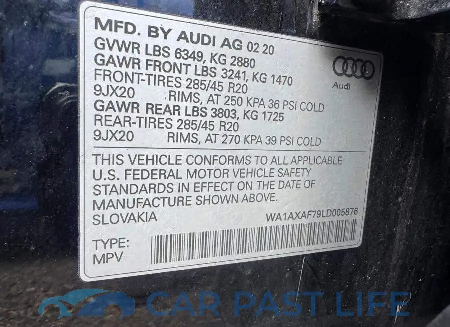 WA1AXAF79LD005876# 11
