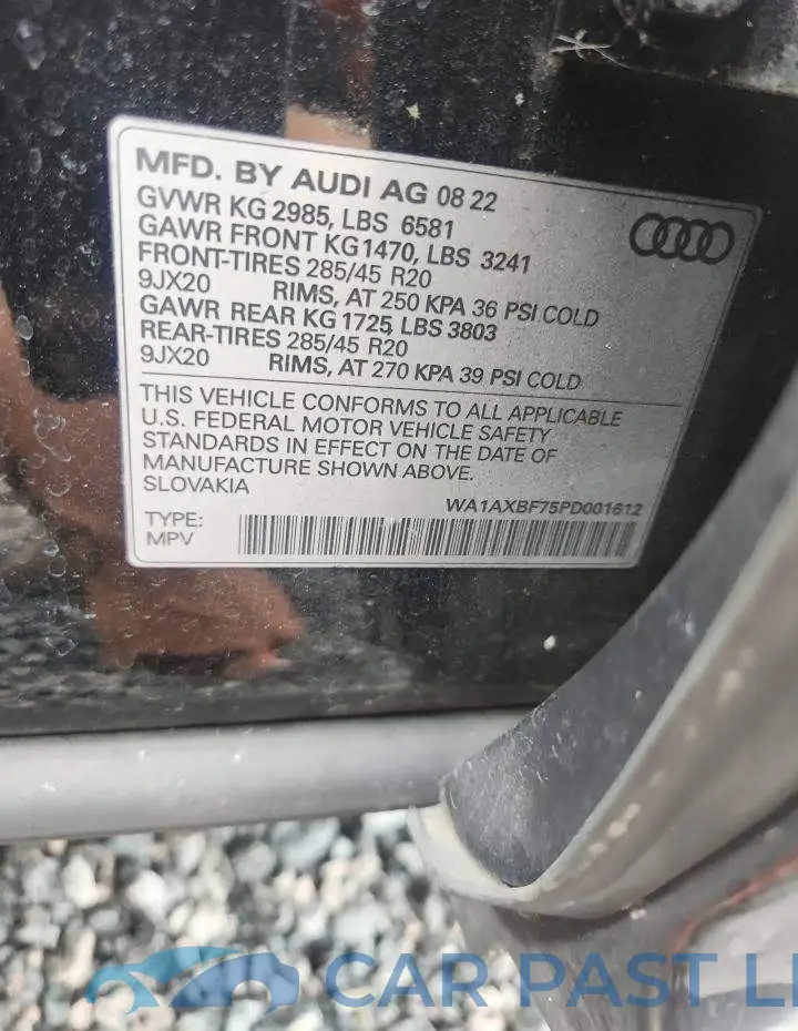 WA1AXBF75PD001612# 13