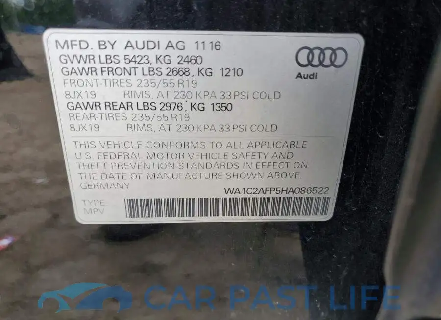 WA1C2AFP5HA086522# 13