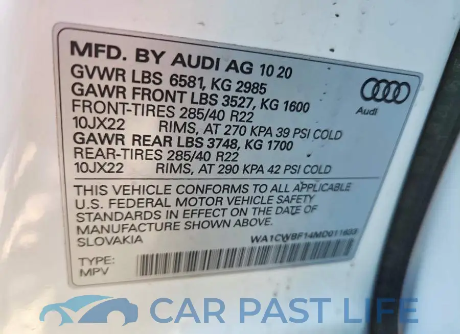 WA1CWBF14MD011633# 14