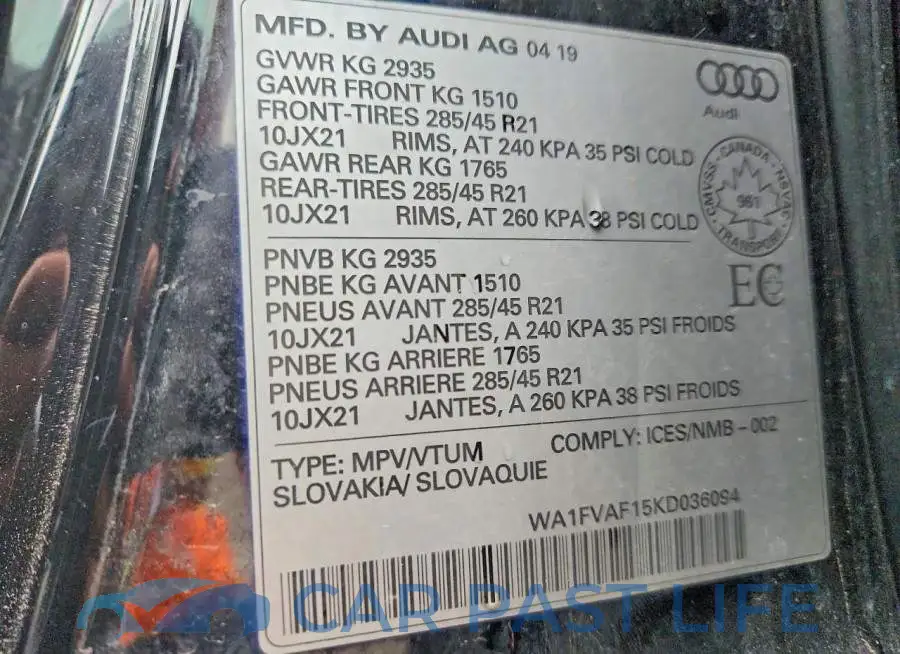 WA1FVAF15KD036094# 14