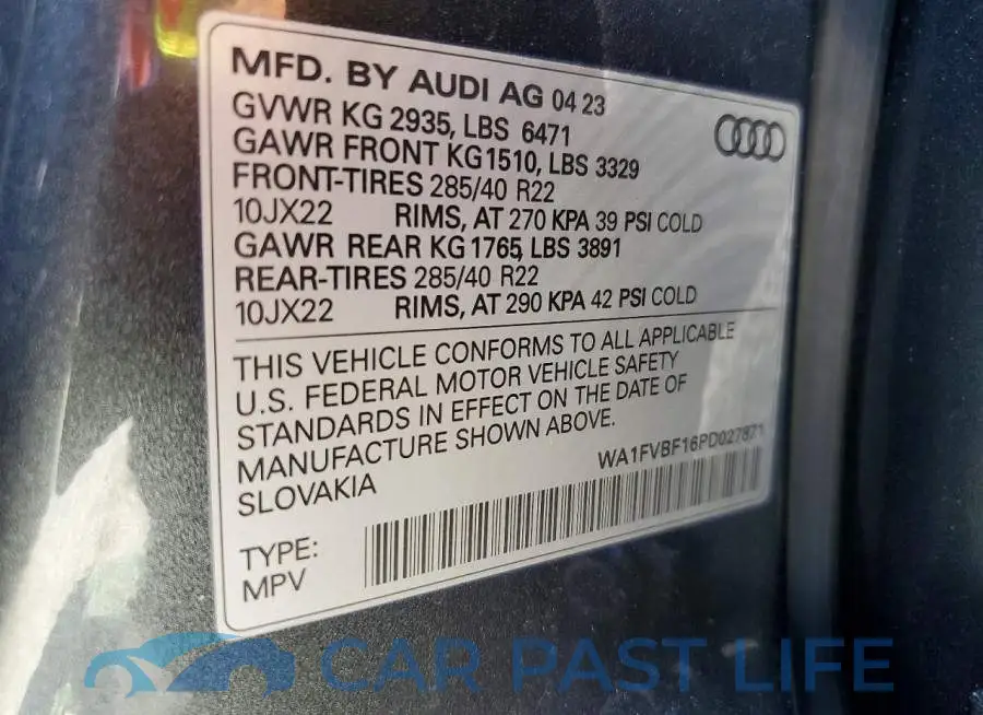WA1FVBF16PD027871# 12