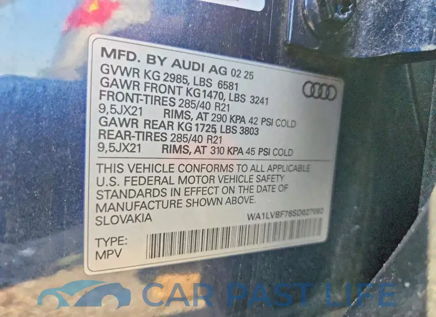WA1LVBF76SD027062# 12