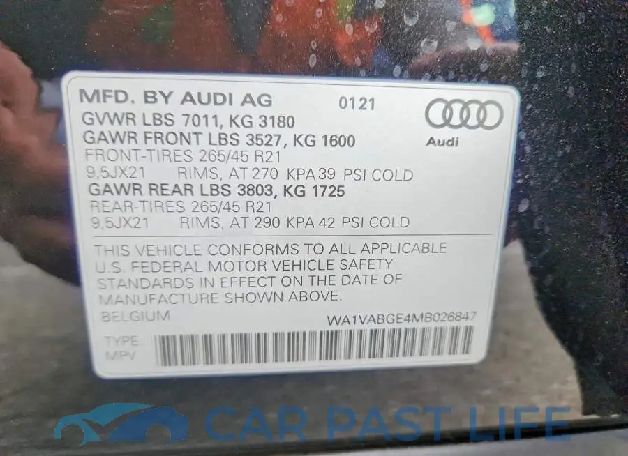 WA1VABGE4MB026847# 12
