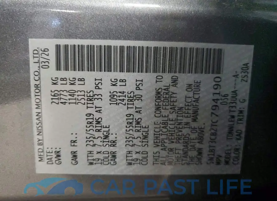 5N1BT3CB2TC794190# 12