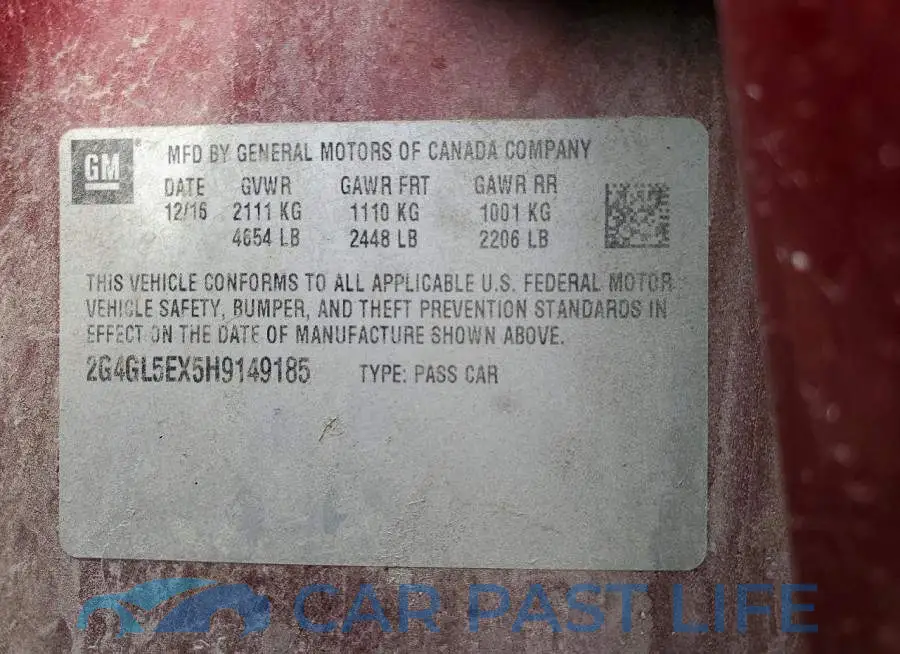 2G4GL5EX5H9149185# 12