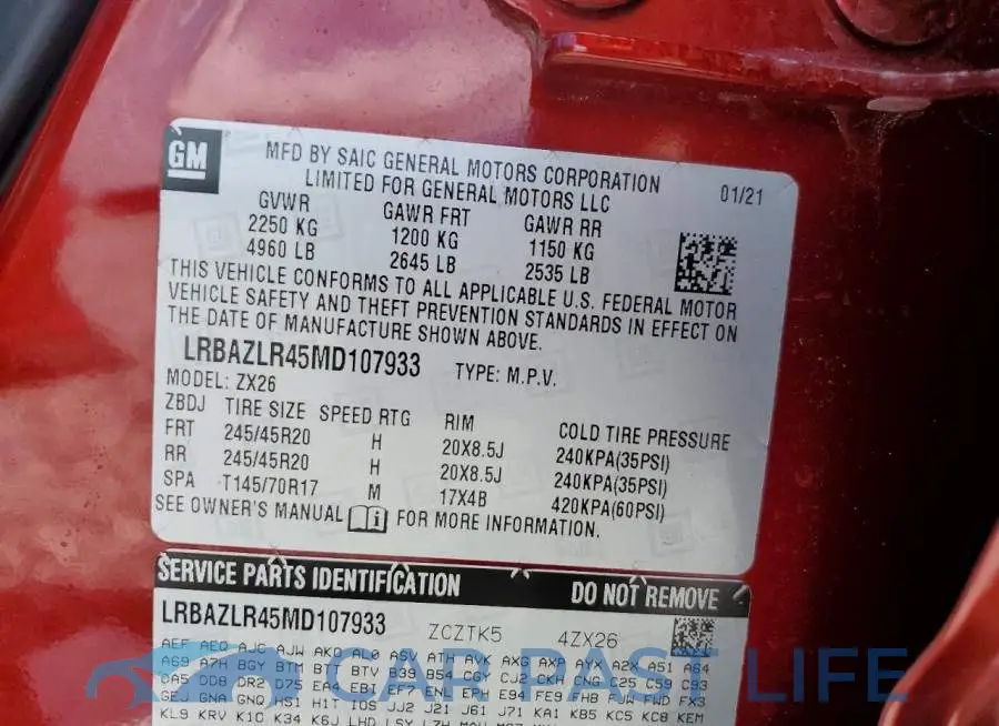 LRBAZLR45MD107933# 13