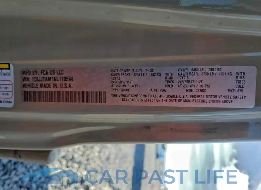 1C6JJTAM1NL170594# 13