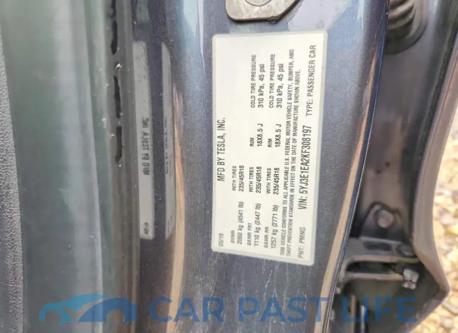 5YJ3E1EA2KF308197# 12
