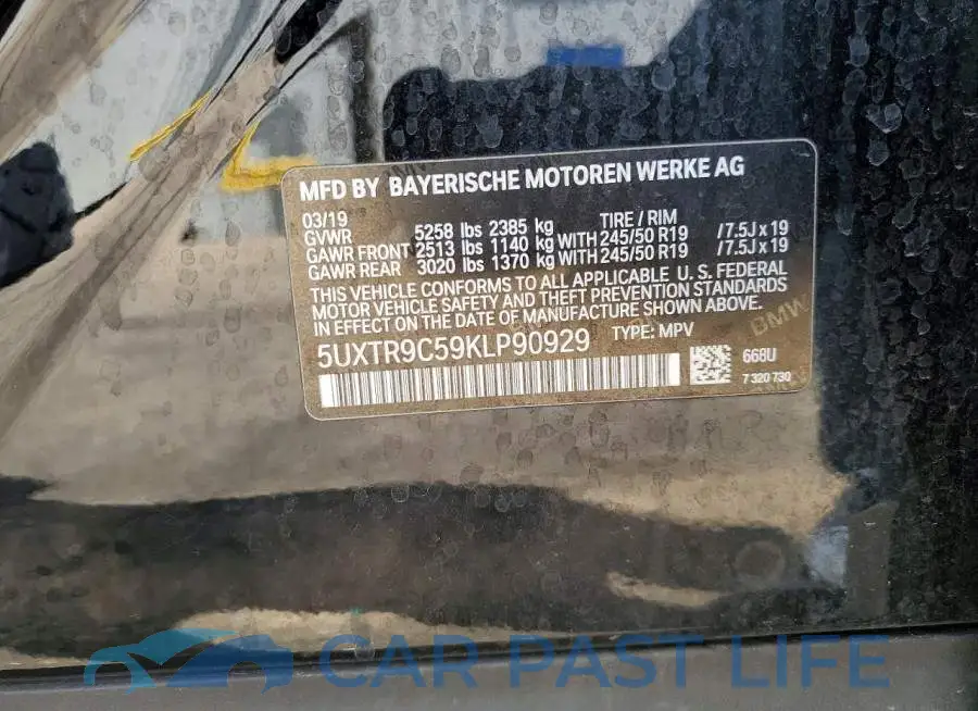 5UXTR9C59KLP90929# 12