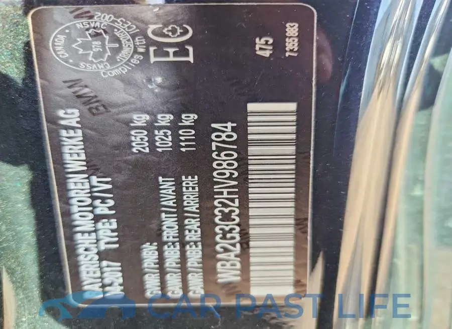 WBA2G3C32HV986784# 12