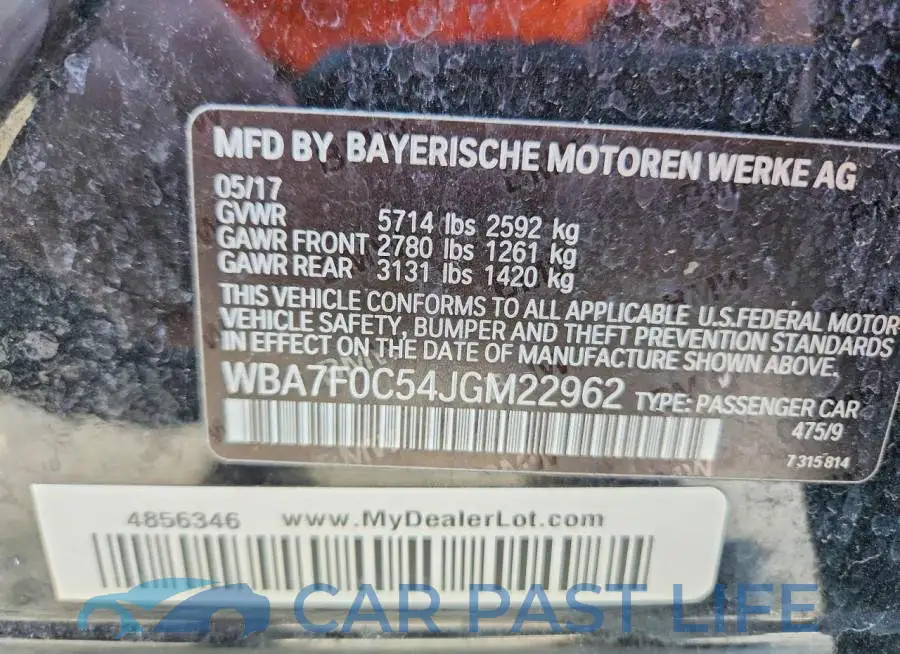 WBA7F0C54JGM22962# 13