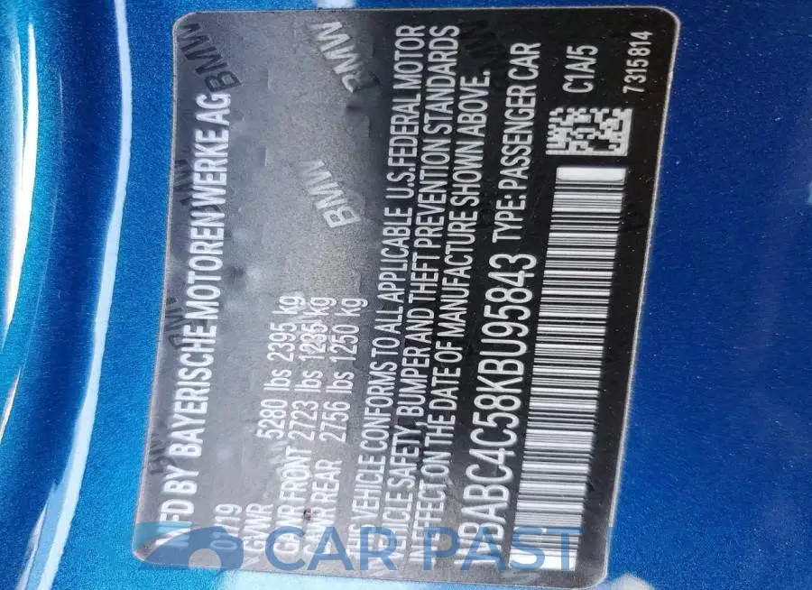 WBABC4C58KBU95843# 12