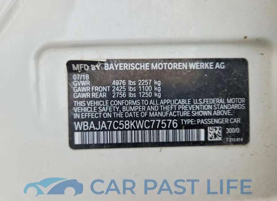 WBAJA7C58KWC77576# 12