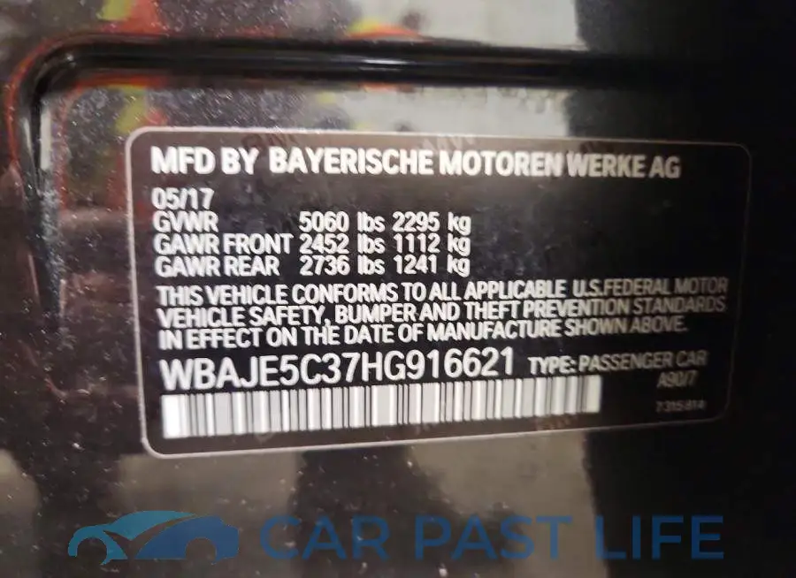 WBAJE5C37HG916621# 13