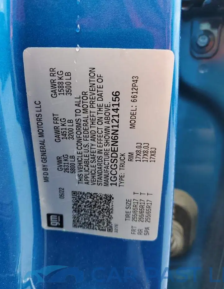 1GCGSDEN6N1214156# 12