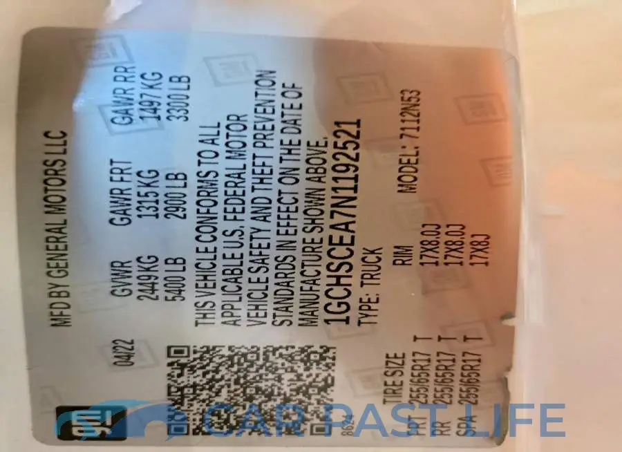 1GCHSCEA7N1192521# 12