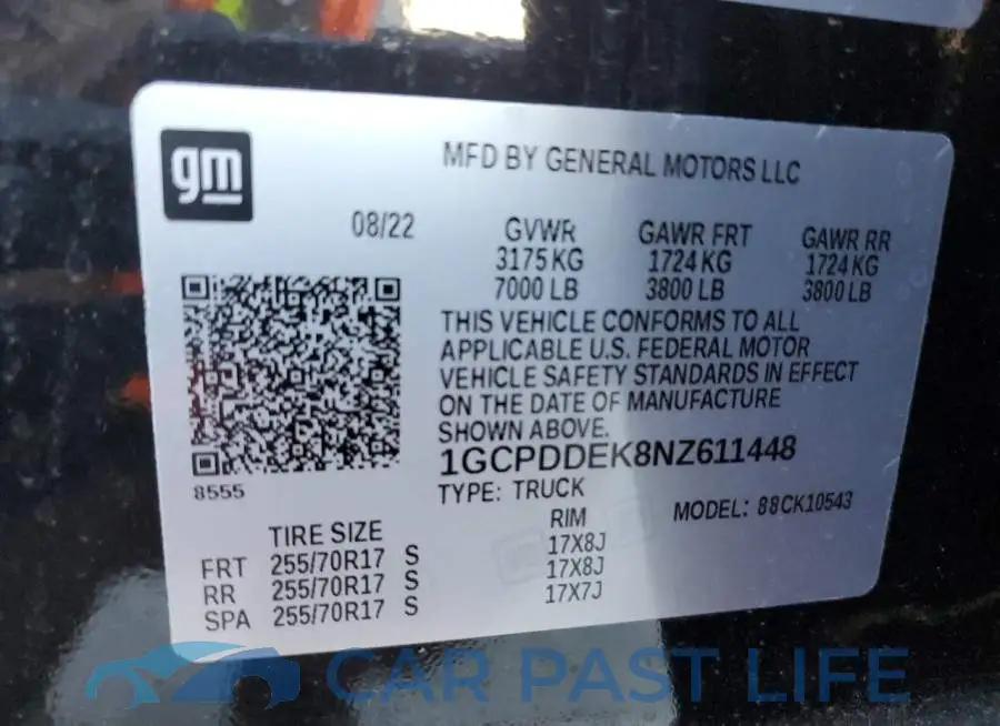 1GCPDDEK8NZ611448# 12