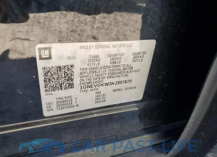 1GNEVGKW3KJ307670# 13