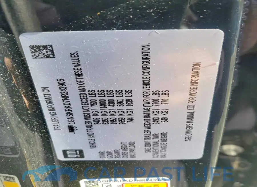 1GNSKRKD7NR243905# 14