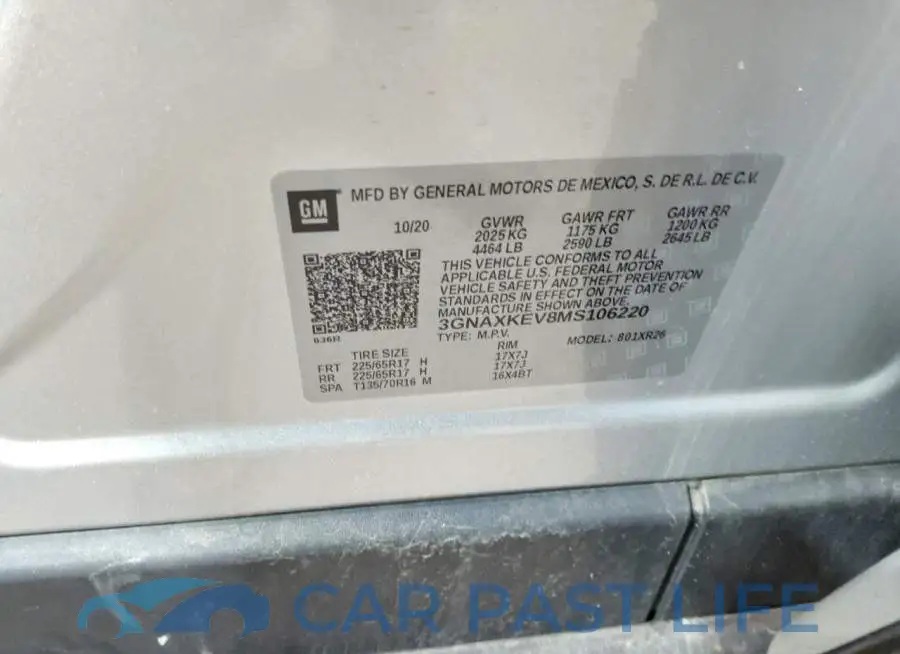 3GNAXKEV8MS106220# 13