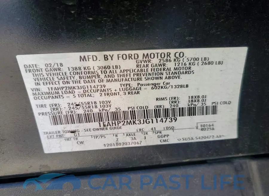 1FAHP2MK3JG114739# 12